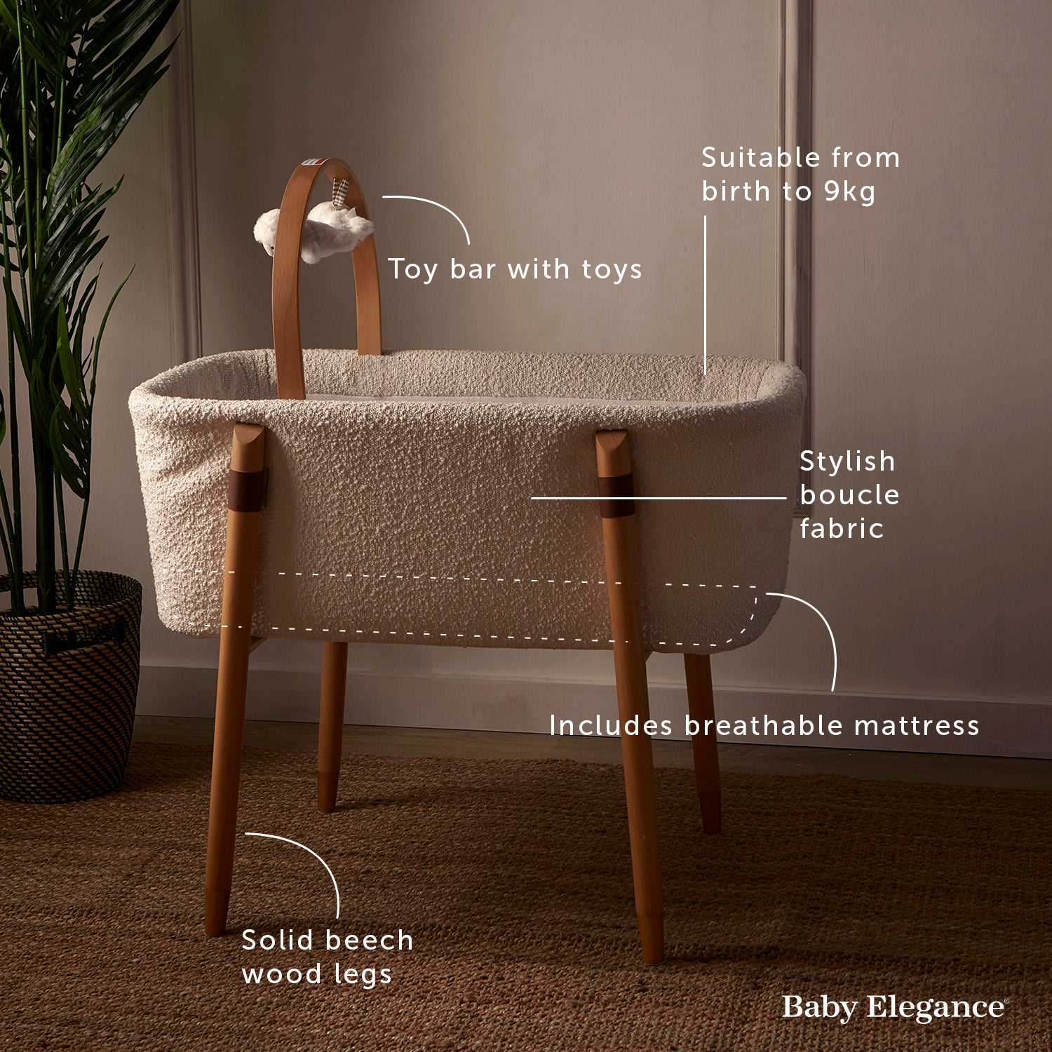 Vola Crib, Sheets, Mattress Protector & Changing Unit Bundle
