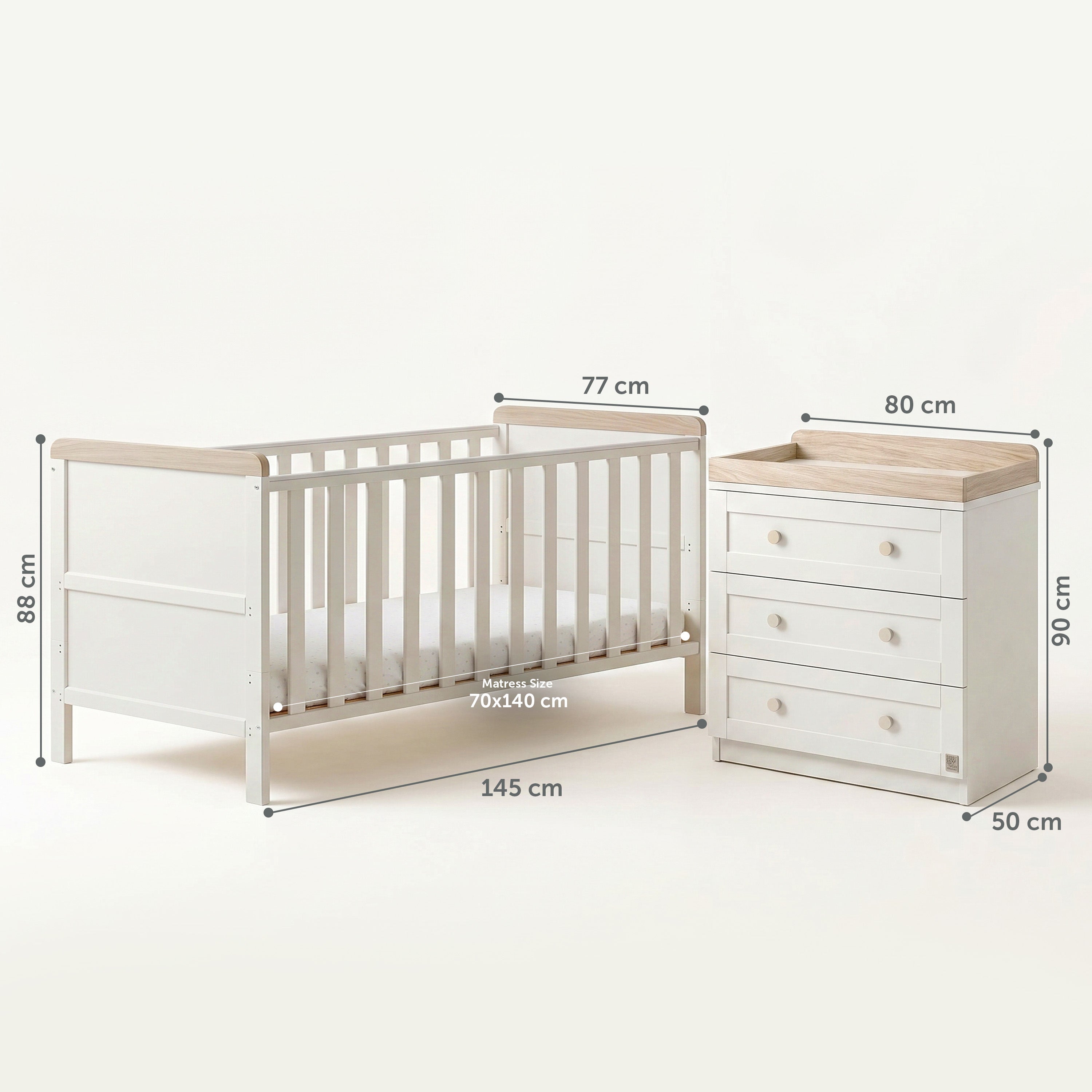 Haddington Cot Bed with Changing Unit & Chest of Drawers Bundle