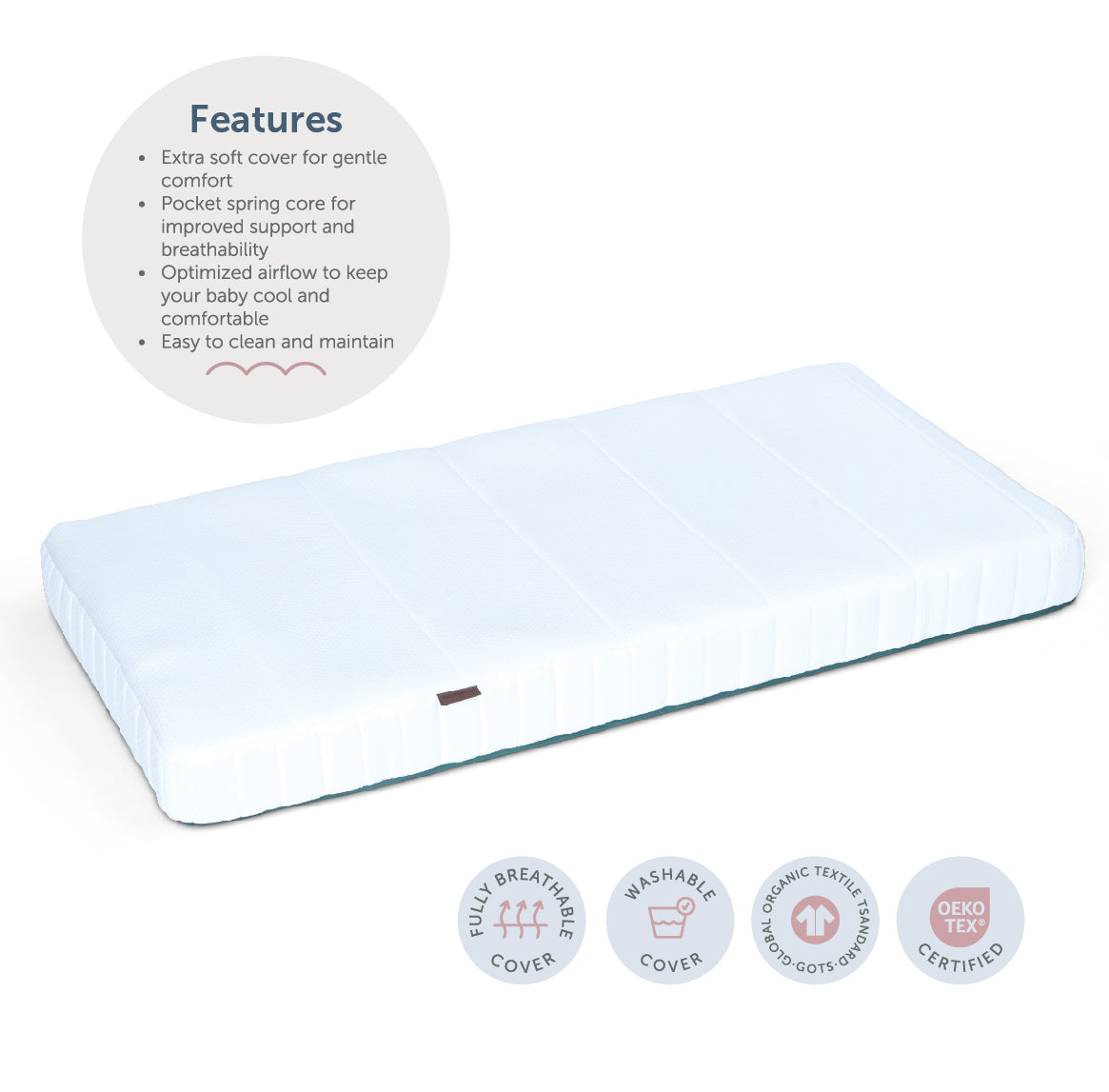 Cot Mattress - Stratus Pocket Spring - 60 x 120 x 10cm