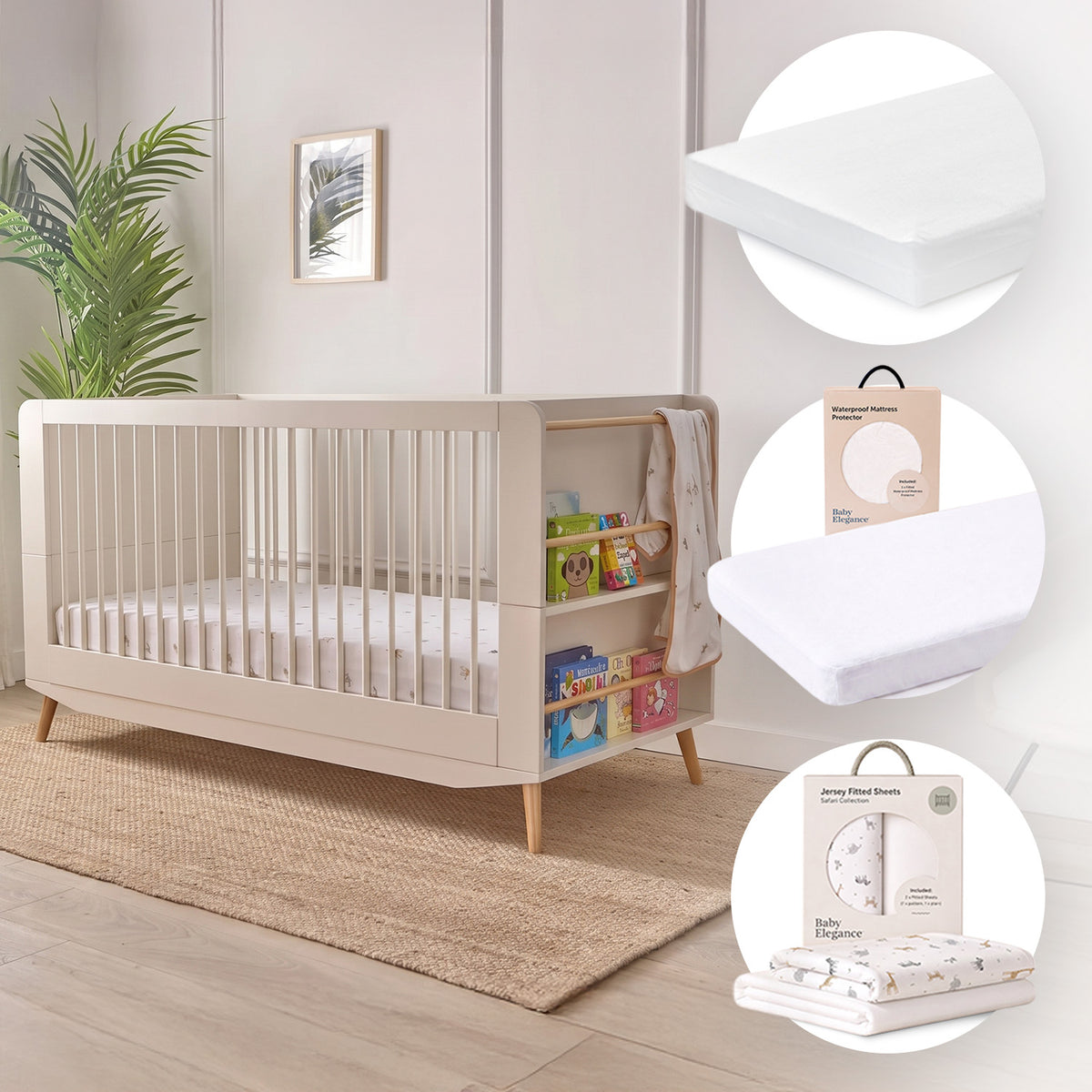 Bandol Cot Bed, Mattress, Sheets & Mattress Protector Bundle
