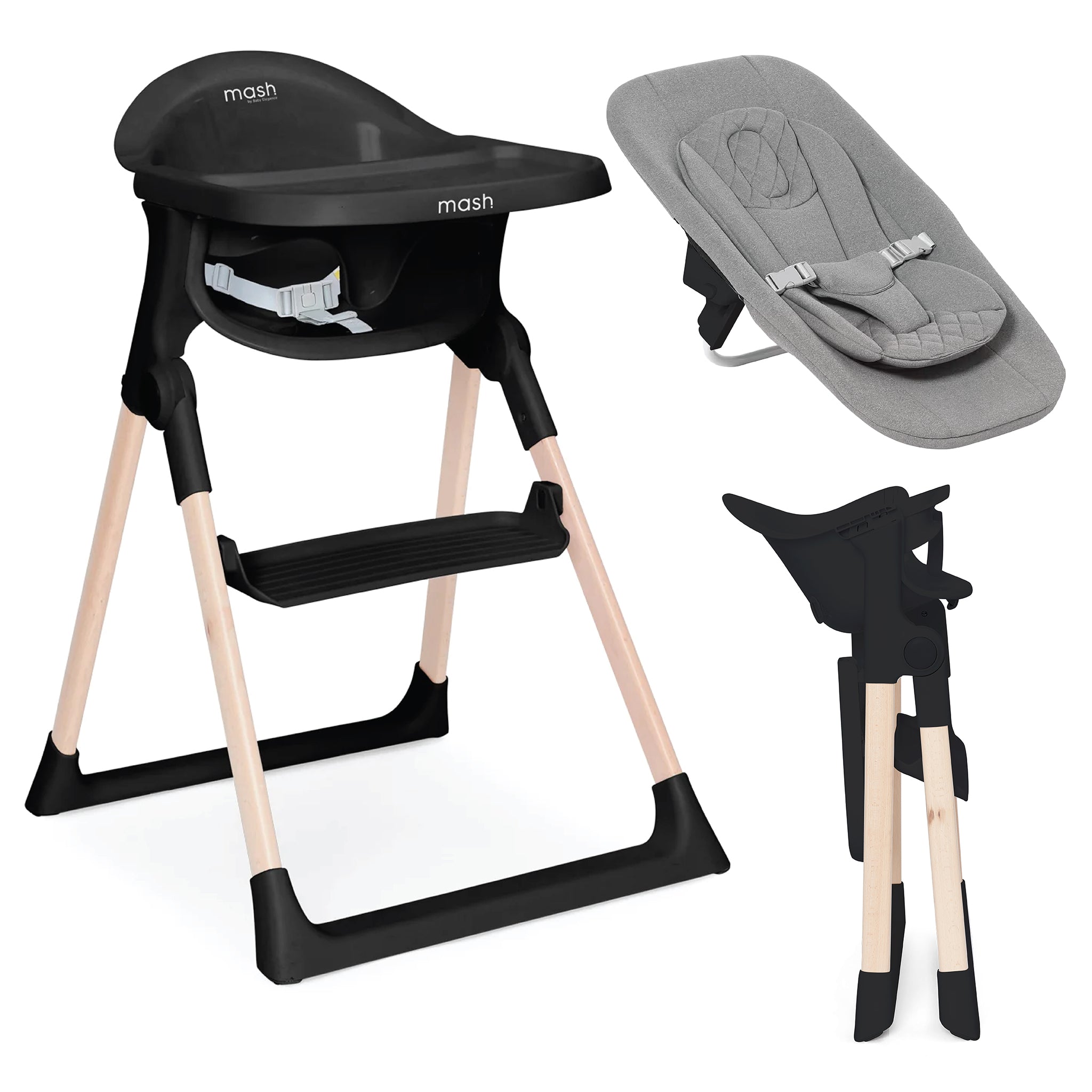 Mash High Chair & Newborn Seat - Black
