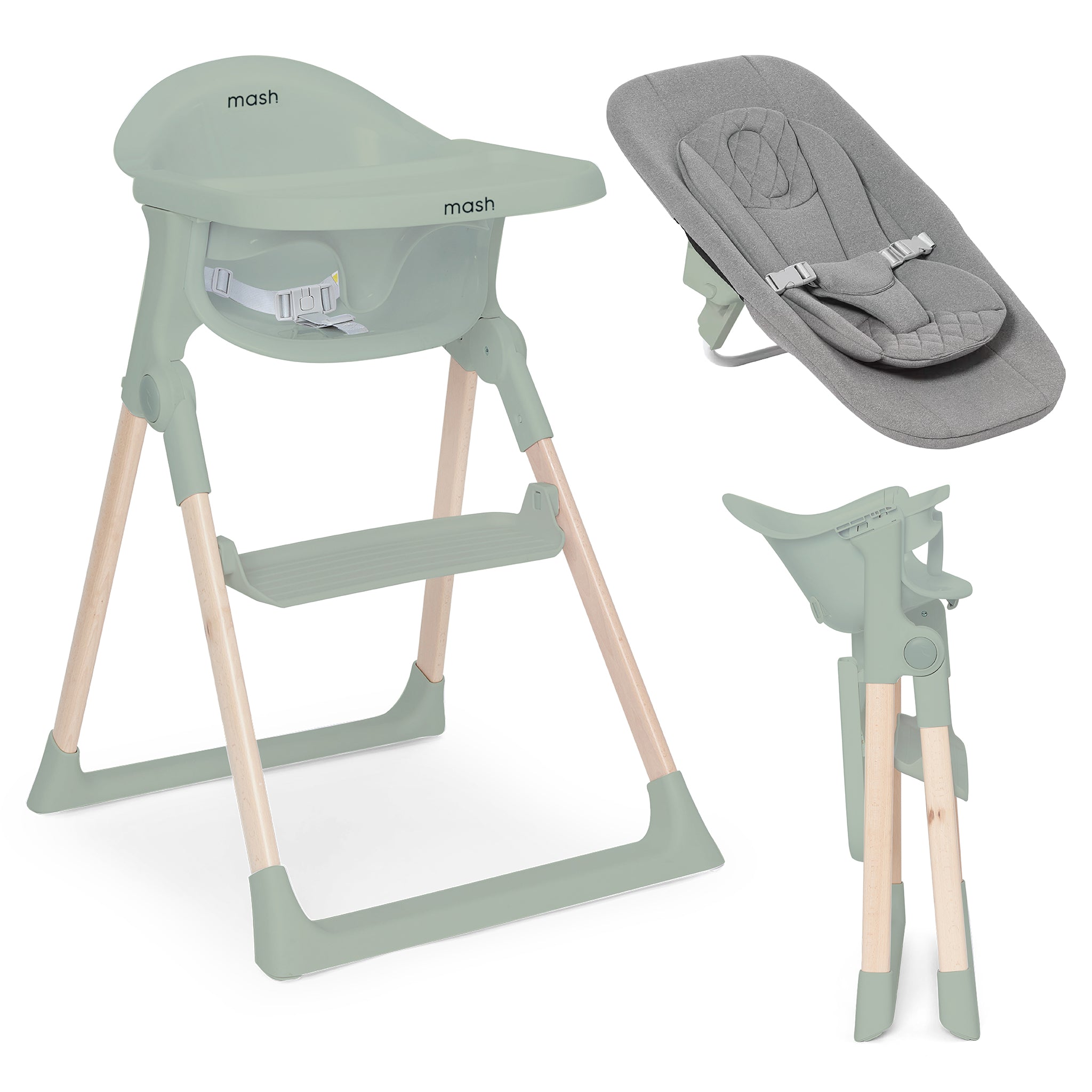 Mash High Chair & Newborn Seat - Sage