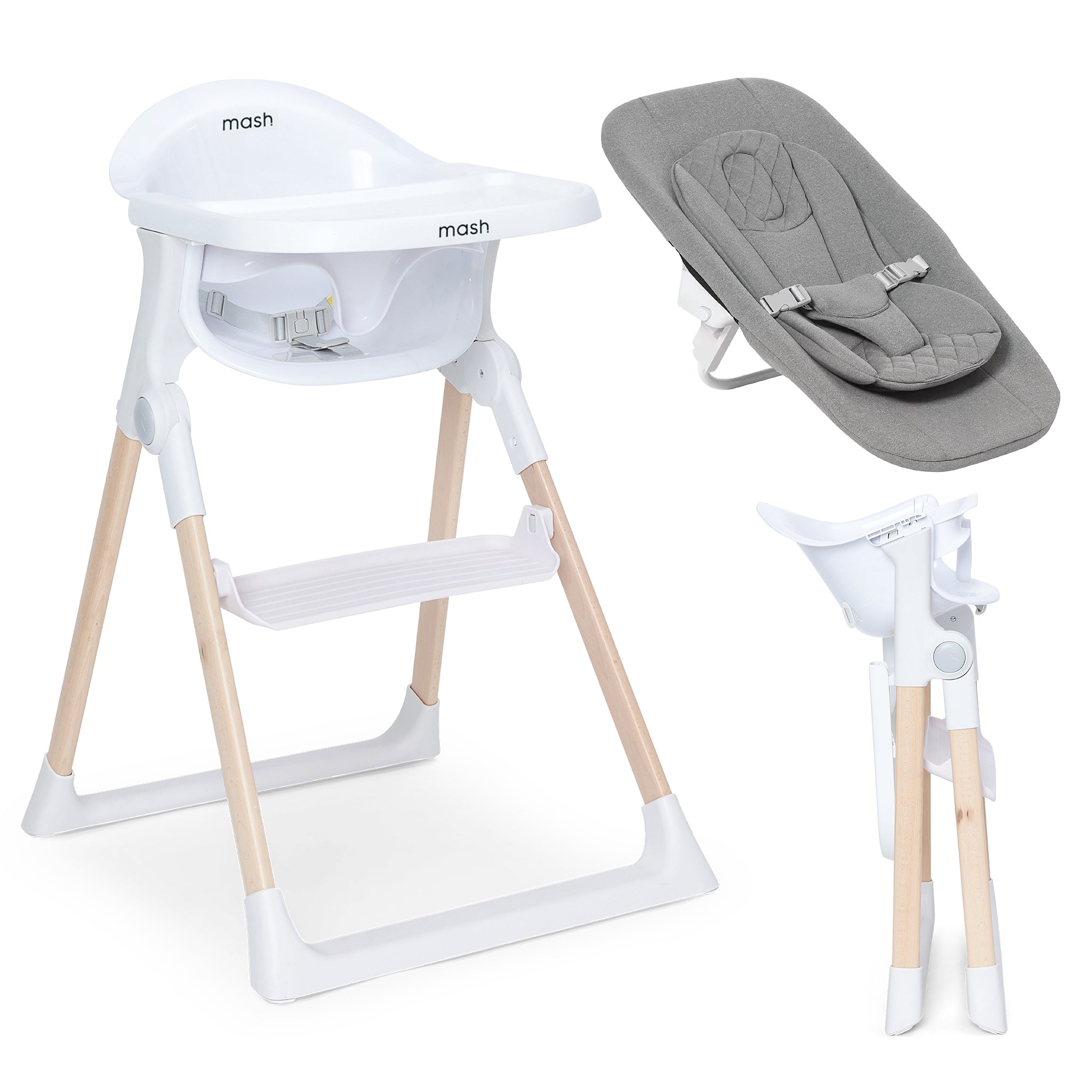 Mash High Chair & Newborn Seat - White