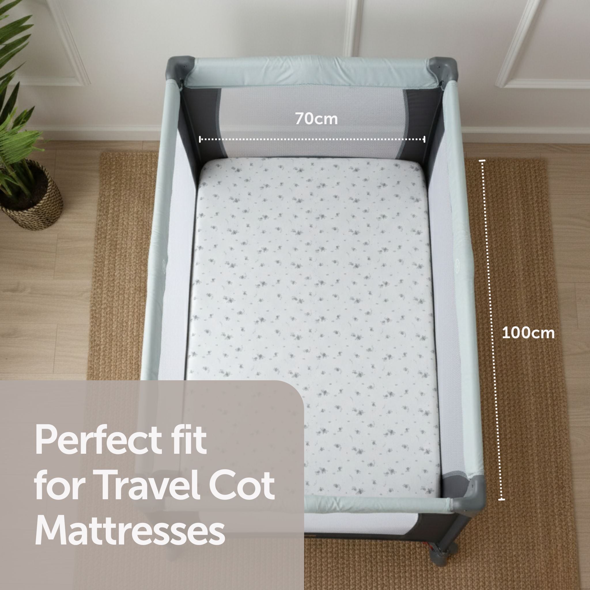 Travel Cot Sheets - 70 x 100cm - 2 Pack