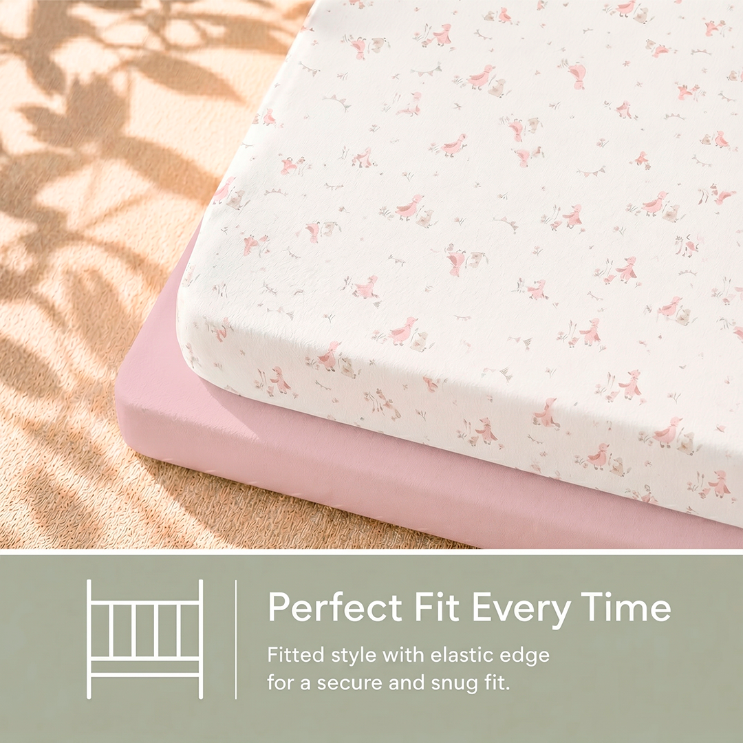 Travel Cot Sheets - 70 x 100cm - 2 Pack