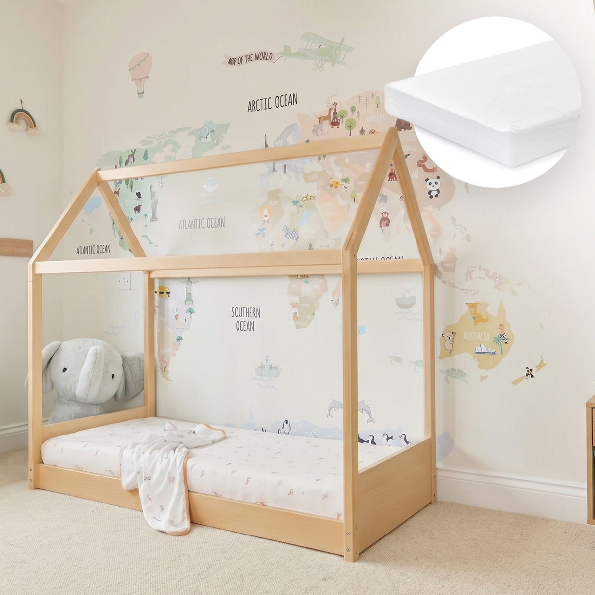 HUT Toddler Bed Beech &amp; Mattress Bundle