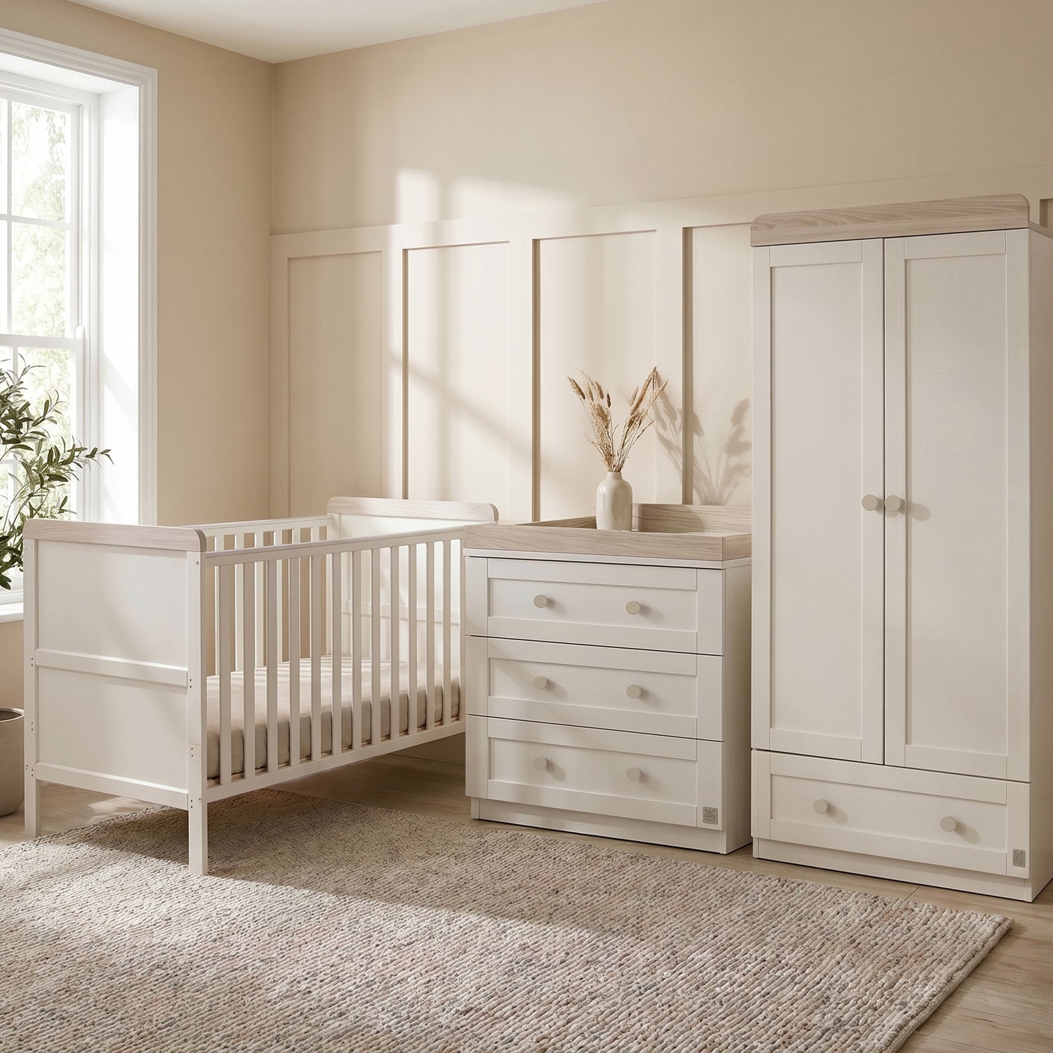 Haddington Cot Bed with Changing Unit, Chest of Drawers &amp; Wardrobe Bundle