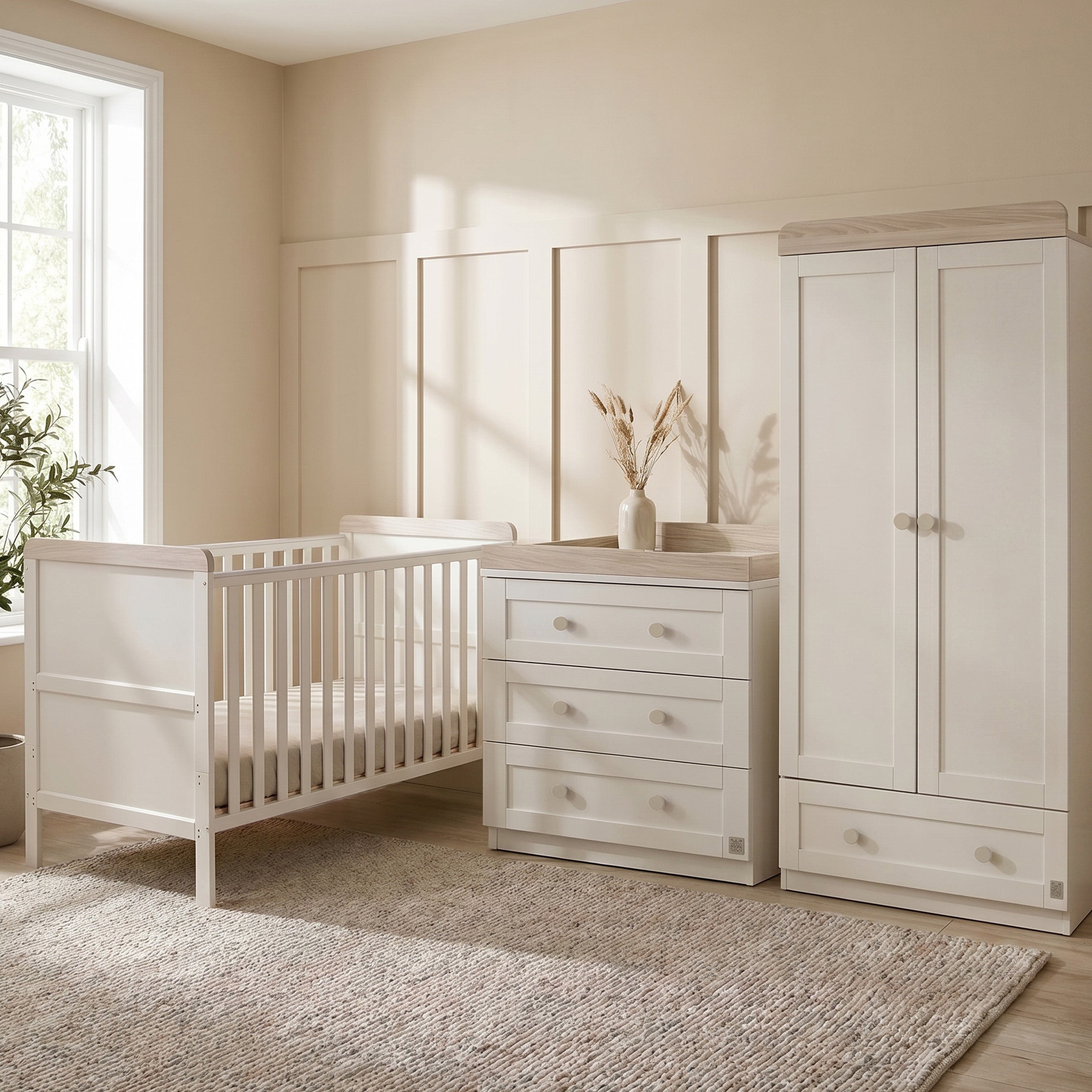 Haddington Cot Bed with Changing Unit, Chest of Drawers &amp; Wardrobe Bundle