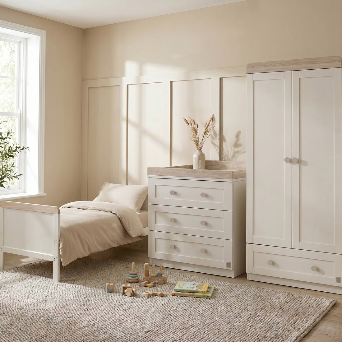 Haddington Cot Bed with Changing Unit, Chest of Drawers &amp; Wardrobe Bundle