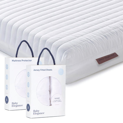 Cot Bed Mattress (Micro Pocket Spring), Sheets &amp; Mattress Protector Bundle