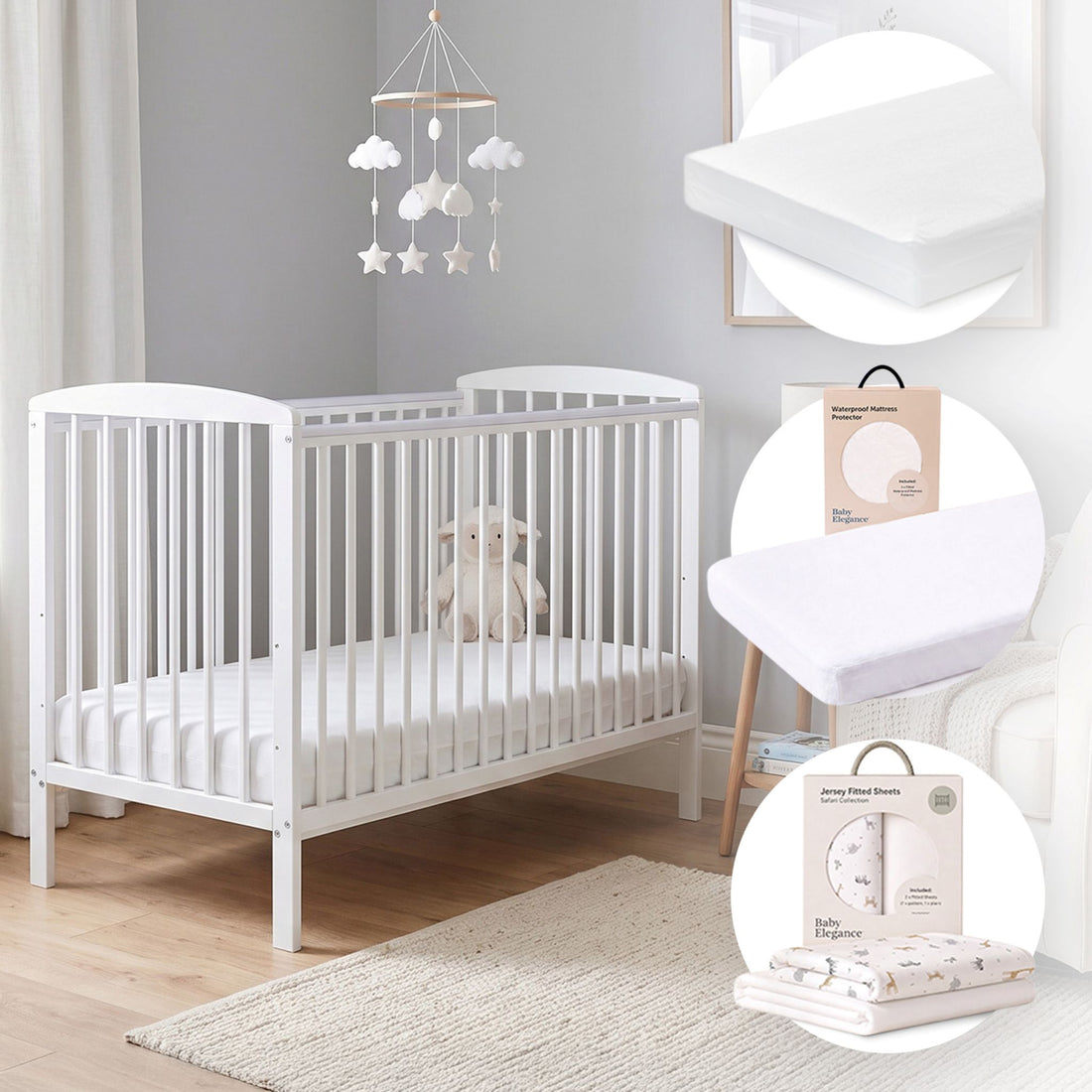 Starlight Cot, Mattress, Sheets &amp; Mattress Protector Bundle